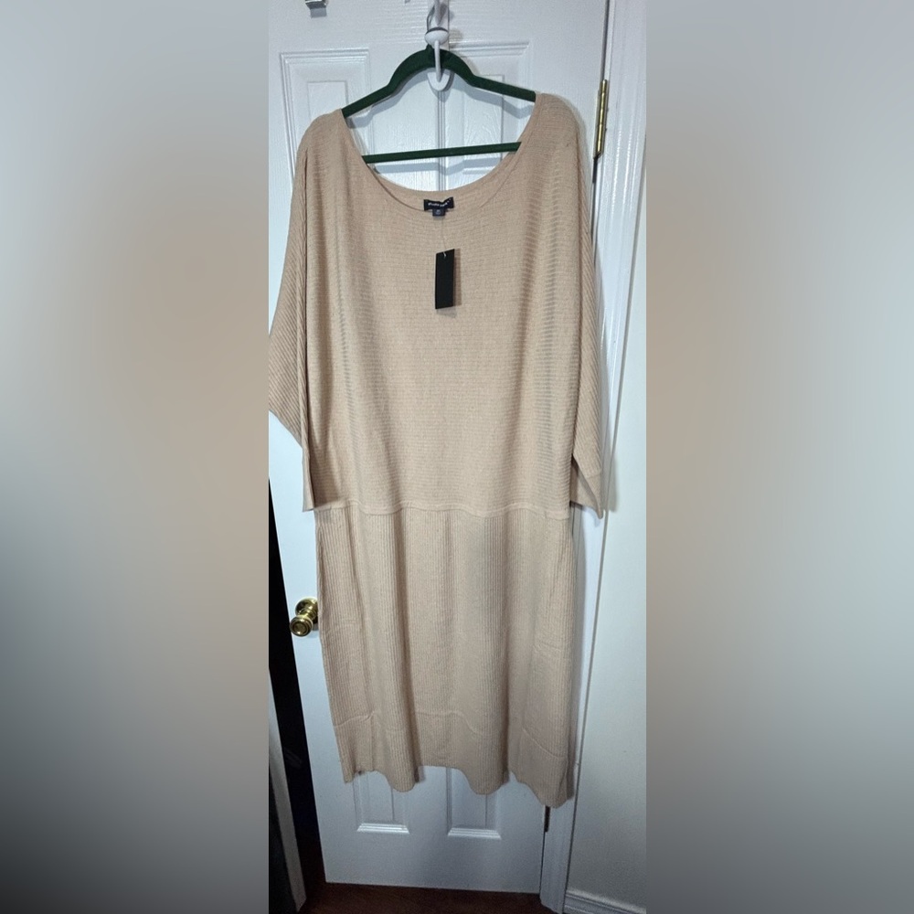 3X or 5X NWT STUDIO PARK CHAMPAGNE WOMENS Dolman Sleeve Sweater Dress